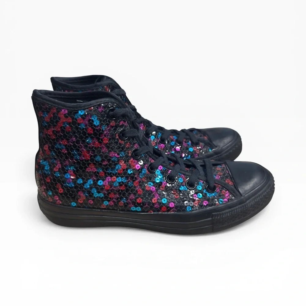 Converse Chuck Taylor All Star Hi Multi Colored Sequin Sneakers Black Size US 7